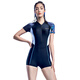 Zhouke's new one-piece swimsuit for women, boxer angle slimming sun protection training swimsuit, black swimsuit + knitted swimming cap_swimming cap default black M