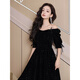 Densentu piano dress for female art exam high school students black dinner party temperament high-end light luxury niche French adult ceremony host black 1 strap L