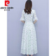 皮尔卡丹（pierre cardin）夏天雪纺碎花连衣裙女2025新款时尚高端长款气质高级感妈妈长裙子 967黄色碎花 3XL 135-145斤