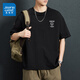 Camiseta de algodón puro de algodón puro de Jeanswest American para hombres en primavera y verano Nuevo cuello de cuello redondo y versátil de cuello mimes de hombres