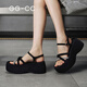 GG-CC [Yang Chaoyue Same Style] Sommer Chanson Sommer Neuer modischer Strassbein schwarzer dicker Solid-Sandalen für Frauen G25S1024 Black Diamond Sandals 36