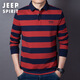 JEEP SPIRIT Jeep spring and autumn new loose business striped cotton long-sleeved T-shirt men's Polo shirt tops T-shirt men's military green L