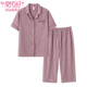 Modal pijama de algodón puro para mujeres en verano Nuevo solapa de cárdigan pantalones cortos de manga corta