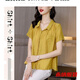 Camisa de lino de algodón de seda de Xuantuya Temperamento de algodón de algodón Femenino Mother de moda y de moda Temperamento de cubierta de vientre Amarillo de manga corta 07 4xl 1421-156