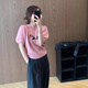NJSKAKW粉色正肩短款T恤上衣女春夏季新款针织衫百搭小香风泡泡袖针织衫 白色 均码 12247【80-115斤】