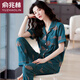 俞兆林夏季2025年纯棉睡衣女士短袖长裤妈妈大码家居服薄款套装亲肤透气 659 XL 120-140斤