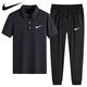 NBA KIDS-NIKE冰丝POLO衫速干休闲运动装短袖T套装薄款翻领男士长裤两件装 耐克-白色(直筒套装)1396 耐克-2XL 120-140斤