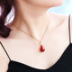 Fat Donglai's same style 2025 new beeswax pendant wine red blood amber drop-shaped clavicle chain women's silver necklace necklace chicken fat yellow beeswax drop + clavicle chain