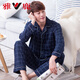 
Yalu pajamas men's long-sleeved pure cotton spring and summer men's thin youth and middle-aged summer 5XL home clothing set 829man L