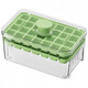 Rice pressing ice cube mold ice tray ice box with lid food grade frozen ice cube model homemade refrigerator ice cube artifact center press 1 layer 34 grid bean green + ice shovel