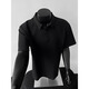 Digada Space Cotton Front Schulter-Polo-Hemd Kurzarm T-Shirt Herren Sommer Neustiche American CleanFit Paar Top CQS-873 Grau XL