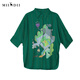 
Answer to the puzzle oversized printed shirt split sleeves for women 2025 summer new retro style striped shirt 256MC6210 Pine and Cypress Green Stripe M