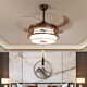 
New Chinese fan chandelier bedroom living room solid wood invisible home Chinese style retro fan frequency conversion restaurant chandelier 9898 three-color 48-inch DC frequency conversion pure copper