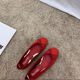 Jingpufei Bogen mit flachem Mund flacher Einzelschuhe für Frauen Ballettschuhe rot 2025 J683-4 Rot 38