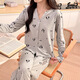 S.SOFEA long-sleeved V-neck pajamas for women two-piece set for students in spring and autumn home clothes for sweet and casual outside. Three-piece set WX13803 black (with chest pad) 170 M (80-100Jin [Jin equals 0.5 kg])