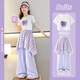 Yoyo One (Yoyo One) Mädchen Sommeranzug 2025 Neue Kinderstreet Dance Kostüme für Mädchen Sommer -Outfit Dopamine Sommeranzug 15290 Lila + 9889 Weiß 150 cm