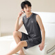 Yiduo pajamas pure cotton men's summer thin sleeveless simple five-point pants loose men's outer wear home clothing suit 13657 2XL [Suggested 140-160Jin [Jin equals 0.5 kg]]