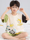 Boys Pyjamas Été à manches courtes à manches moyennes de taille moyenne Nezha Nezha Teenagers 2025 New Style Junior School Children's Home's Home's Clothes [100% Pure Cotton] YM-693 Chinchilla 150 [S Code] Hauteur recommandée 143-153cmm