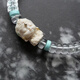 Excellent 6.5mm white crystal straight cut bracelet 18k gold with beads mammoth ivory tara ore turquoise