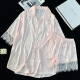 Ziweiqi pijama de seda de hielo y nieve de hielo y nieve para mujeres mangas de verano set de dos piezas 12357 tamaño único