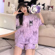 京濮飞日系卡通短袖睡衣女夏季宽松薄款家居服可外穿套装 677紫库洛米 185 2XL码【建议125-150斤】