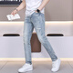 Le nouveau jean déchiré de Gezan, la marque de mode fine de la marque élastique, la couleur claire élastique des pantalons longs haut de gamme pour hommes, le bleu clair 9887 36 (2 pieds 8)