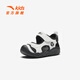 ANTA (ANTA) children's sandals, men's and women's baby shoes, 2026 summer velcro toe-cap anti-collision soft elastic beach shoes, baby toddler shoes, male black/snowflake white 0036-2 26, shoe inner length 16cm