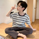 
Langsha children's pajamas boys' spring and summer short-sleeved long trousers thin cotton home clothes boys summer student suit ZHN9901 150 Recommended 140-150CM/70-85Jin[Jin equals 0.5 kg]