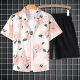 
Short-sleeved shirt men summer striped short-sleeved shirt men casual loose large-sleeved trendy floral shirt jacket square plaid [Storm 673] 2XL