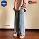 NASALIKE pants men's spring and autumn retro jeans men's straight loose trendy brand ins wide-leg pants American high street casual trousers [high quality] 9901 black S recommended weight 80 Jin [Jin equals 0.5 kg]-90 Jin [Jin equals 0.5 kg]