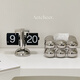 OUOETY creative internet celebrity mechanical automatic page turn clock digital table clock seat clock retro clock living room simple ornament table 1048 automatic page turn clock [milk white] with dedicated electricity 8 inches