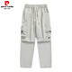 Pierre Cardin Multi-poche Pantalon de travail masculin 2025 Spring and Automne Nouveau pantalon à jambes larges droits en vrac Pantalon occasionnel à la mode K9928 mètres blancs [90-100jin [Jin est égal à 0,5 kg]]]