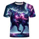 Neue High-End-trendige T-Shirts für Herren und Frauen koreanische und japanische Tierwolfsserie 3D-gedruckte Hemden modisch, vielseitig und gutaussehend, TXC6227 XS70-80jin [Jin gleich 0,5 kg] Universal Code