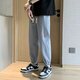 On the Pu Pants Men's Summer Thin Fashion Leisure Pants Cotton Line Summer Men's Trendy Brand Line Cropped Pants Men's Black [Line Pants] M