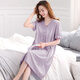 Modal Nachthemd für Frauen Sommermodal Sommerpyjama für Frauen 2025 Neues dünnes Kurzarm Lose Lose großer Sommer Ladies M686 Violet XL [120-140jin [Jin entspricht 0,5 kg]]