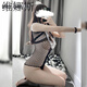 Eleganter und sexy Pyjama für Frauen mit einteiliger extremer Verführungsanzug Maid Outfit Hosenträger Perspektive Spitze Rollenspiel 9756 Balletttanzrock graue Single-Größe