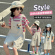 Disney Girls Summer Set 2025 Neue modische Kinder gestreiftes Kurzarm T-Shirt Girls Sommer Overalls Zweiteiler hellblauer Set 120 cm