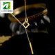 LZJV plated 18K gold geometric square necklace for women's Chinese Valentine's Day gift new style not easy to fade clavicle chain fashion pendant sweater