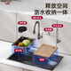 九牧枪灰色家用水槽加厚SUS304不锈钢手工大单槽厨房洗菜盆洗碗槽水池 标准套餐+圆形抽拉龙头 680*450mm需要左排水联系客服