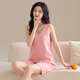 Haoye Haoye Kleidungsstil Summer Breast Pad Frauenpyjamas enge Baumwoll -Hosenträger Weste Shorts süßer Hauskleidung kann außerhalb von W6169 (mit Brustpolster) M getragen werden