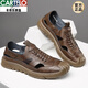 Zapatos para hombres Cartelo Summer Summer Genuine Leath Soft Sole Light Casual Leather Zapatos para Sandalias huecas versátiles para hombres Producto nuevo 6629 Brown 38