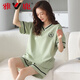 Yalu summer Korean women's pure cotton short-sleeved shorts pajamas wear casual and fresh cotton home clothes thin suit summer chest pad 12611 L (95-115Jin[Jin equals 0.5 kg])
