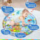 JCZS Deutsche Kinder Pat Wasserpolster Spielzeug Baby aufblasbare kriechende Wasserbeutel Baby großer Wasserbeutel zum Erlernen von Kriechartefakten [rund 105 cm] Delphinmodell - Geben Sie Luftpumpe + schwimmende Spielzeuge