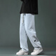 Woodpecker Jeans Men's Summer New Fashion Brand Loose Straight Pants for Boys All-match Wide Legs Casual Pants LK826 Dark Gray XL
