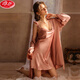 
LangSha (LangSha) silk sexy pajamas for women pure spring and autumn style suspender nightgown summer nightgown high-end 2025 new summer style 6629 single skirt champagne color M