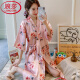 Langsha (Langsha) Ligero de lujo Japonés Kimono sexy pijama para mujeres para el verano de baño de manga corta pijamas pijama delgado helado delgada de longitud media de longitud de longitud QSM-9896# Pajamas de rosa azul