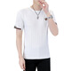 
Seven Wolf Tik Tok Knitted Ice Silk Short Sleeve Men's Summer 2023 New Fashion Brand Slim High-end Round Neck T-shirt Spot 1518 Black M