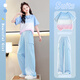 Yoyo one (Yoyo one) girls suit summer 2025 new fashionable children's short-sleeved work pants big children summer fashionable street-fried two-piece set 19150 purple 15265 apricot color 160 160cm