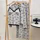 
RONGXITU Women's lace pajamas with chest pads, three-piece set for outdoor wear, spring, summer and autumn gray student style, three-piece set WX13803 gray (with chest pads) 170 M (80-100Jin [Jin equals 0.5 kg])