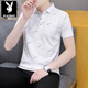 Playboy (Playboy) Été pour hommes à manches courtes Polo Polo Youth Youth Casual Half-Marseved Imprimé T-shirt Men's Coll's Top Top Black Qy679 XL